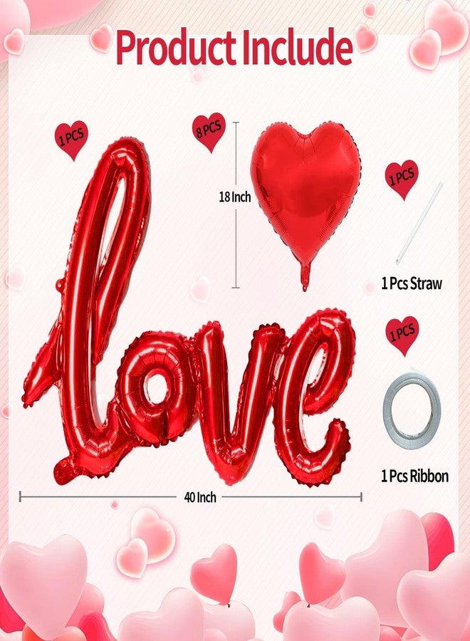 KALOR بالونات فويل حمراء مقاس 42 بوصة مكتوب عليها كلمة LOVE وبالونات مايلر حمراء على شكل قلب مقاس 18 بوصة لتزيين حفلات عيد الحب وحفلات الزفاف - Image 2